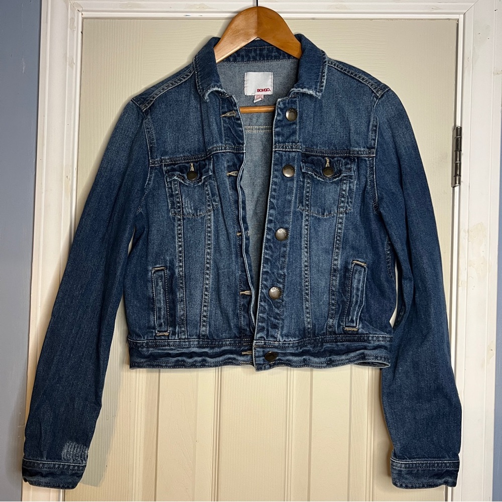 Vintage Bongo Denim Jacket Acid Wash Distressed Y2K 90's - Size L